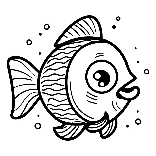 Schöne Zeichentrickfische Vektorillustration im Doodle-Stil