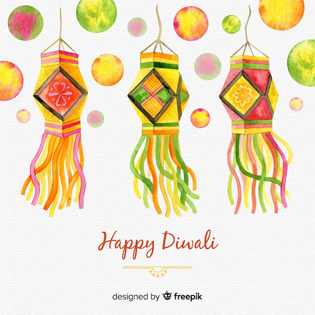 Schöner aquarell diwali hintergrund