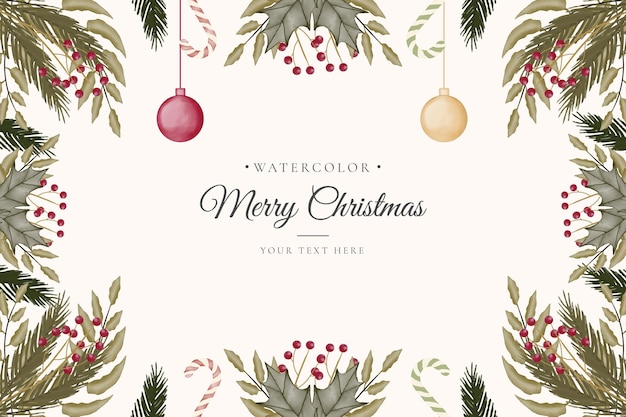 Schöner Aquarell-Weihnachtshintergrund mit Verzierungen