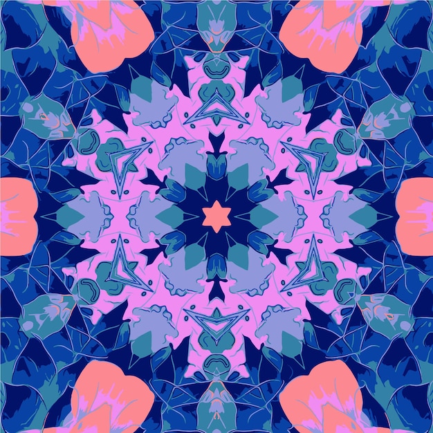 Schöner blumen-mandala-kaleidoskop-design-hintergrund