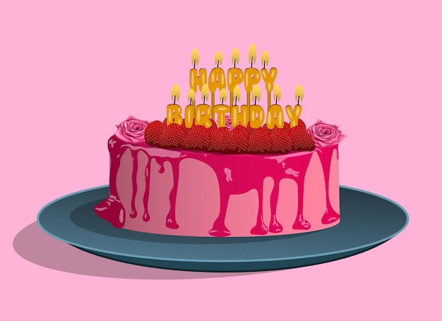 Schöner bunter alles Gute zum Geburtstag alles Gute zum Jahrestag Kuchen mit Kerzen