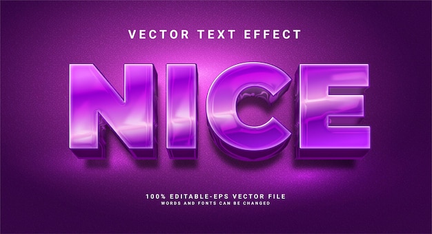Schöner eleganter 3D-Texteffekt. Bearbeitbarer Textstileffekt mit violettem Farbthema.