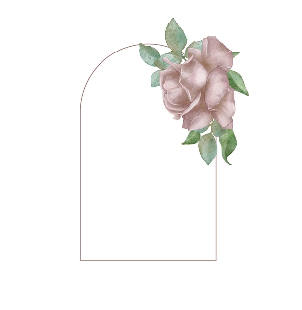 Schöner Hochzeitsbogen mit Aquarellblumen Rosen und Blättern Vektorfeiertagsillustration