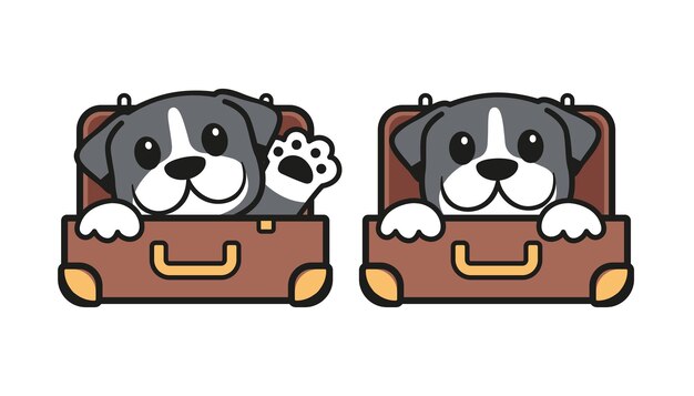 Vektor schöner hund im reisetaschen farbiges vektor-logo