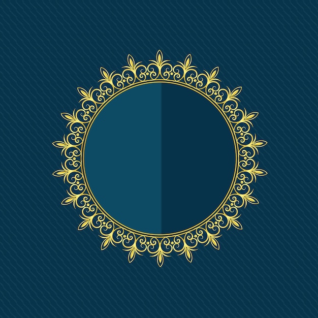 Schöner kreisförmiger goldener Blumenrahmen Design Premium-Vektor