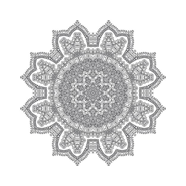 Schöner linienkunst-mandala-vektor