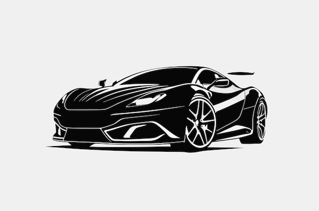 Schöner Sportwagen auf weißem Hintergrund Vorderansicht des schwarzen Sportwagens Generative AI-Flacheigenschaften Traffic Racer Design Engine Pattern Auto Concept Vector Illustration