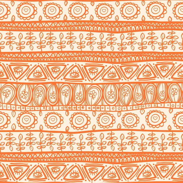 Schönes florales tribal gestreiftes orangefarbenes ornament