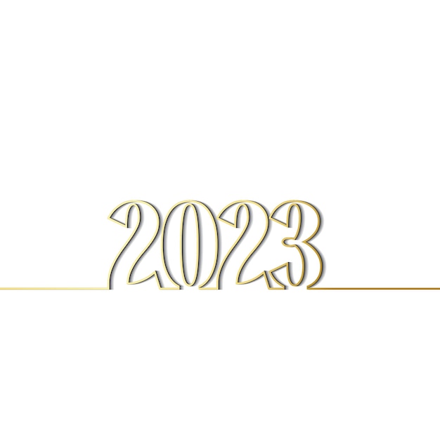 Vektor schönes goldenes frohes neues jahr 2023 mit einem linien- und whit-hintergrund