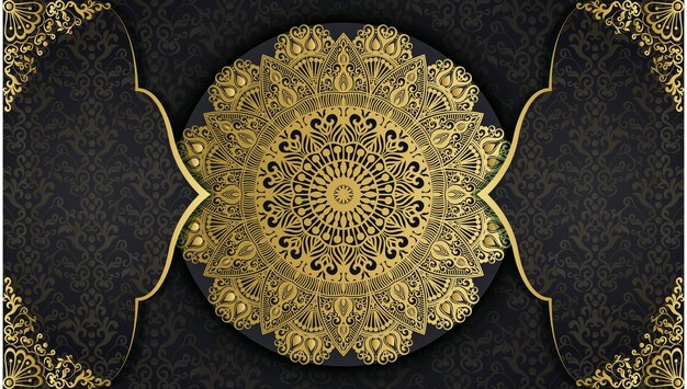 Vektor schönes goldfarbiges dekoratives hintergrunddesign fantastisches dekoratives mandala-design