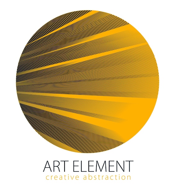 Schönes Kunstelement, lineare Textur der Oberfläche oder des Textils in Form eines Kreises. Vektor abstrakter 3D-Perspektivhintergrund für Layouts, Poster, Banner, Print und Web. Cool und bewegt.