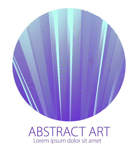 Schönes Kunstelement, lineare Textur der Oberfläche oder des Textils in Form eines Kreises. Vektor abstrakter 3D-Perspektivhintergrund für Layouts, Poster, Banner, Print und Web. Cool und bewegt.
