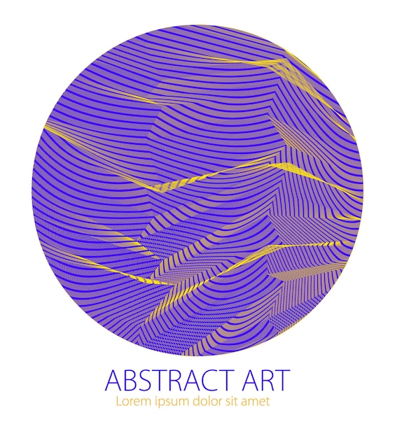 Schönes Kunstelement, lineare Textur der Oberfläche oder des Textils in Form eines Kreises. Vektor abstrakter 3D-Perspektivhintergrund für Layouts, Poster, Banner, Print und Web. Cool und bewegt.