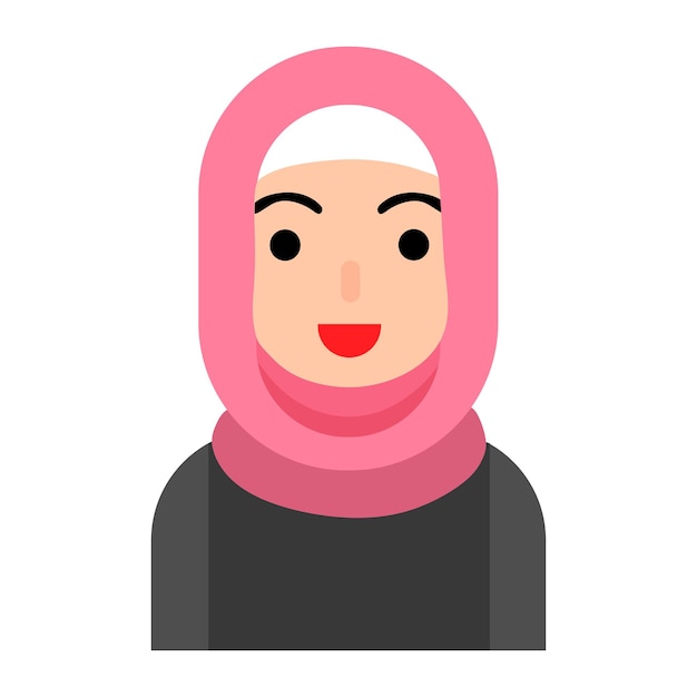 Schönes muslimisches mädchen hijab cartoon vektordesign. logo, symbol, zeichen, illustration eid-kartenvorlage