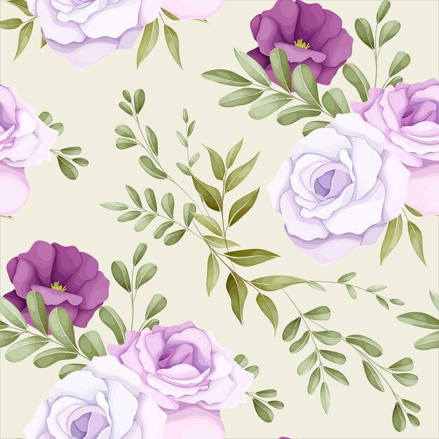 Schönes nahtloses Blumenmuster mit lila Blumen