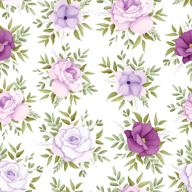 Schönes nahtloses Blumenmuster mit lila Blumen