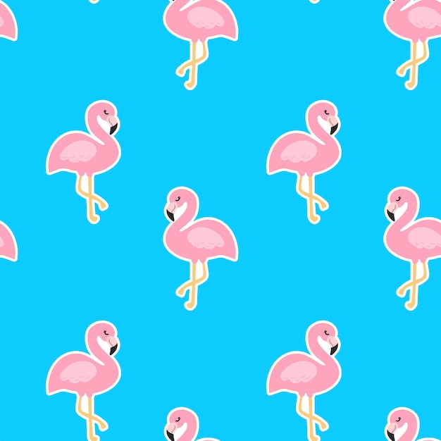 Schönes nahtloses tropisches muster mit rosa flamingos auf blauem hintergrund abstrakte sommerbeschaffenheit design für stofftapeten, textilien und dekor