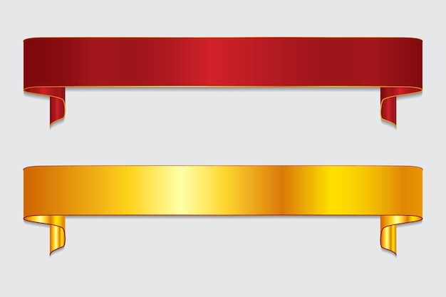 Schönes rotes und goldenes band-fahnen-design