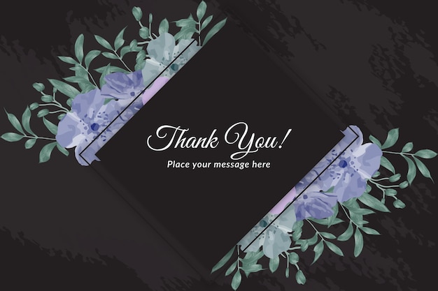 Schönes schwarzes florales dankeskarten-vorlagenset mit aquarell-premium-vektor