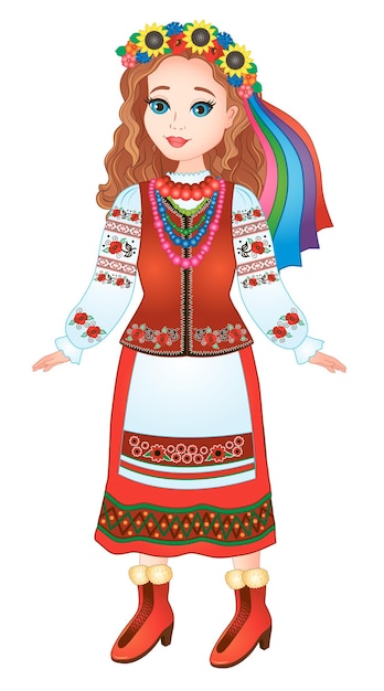 schönes ukrainisches Mädchen in ukrainischer Nationaltracht. Vektor-Illustration