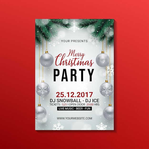 Schönes weißes Weihnachtsfest-Flyer-Schablonendesign