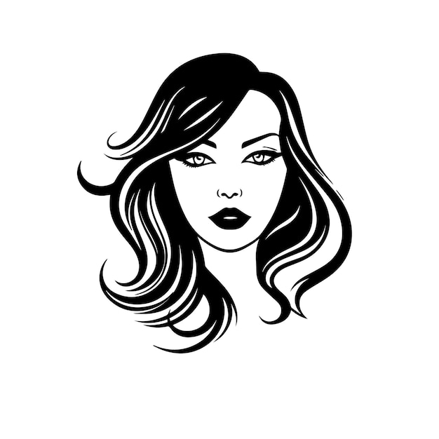 Schönheitsgesichtsvektorillustration Vektor-Logo-Design für Schönheitssalon oder Friseursalon oder Kosmetikdesign
