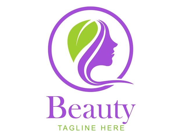 Vektor schönheitslogo logo mit schatten von frau und blättern