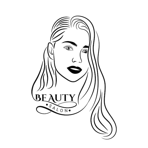 Schönheitssalon-Logo-Design mit Frauenillustration und Typografie