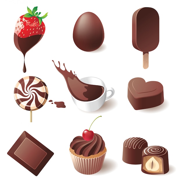 Schokoladen-Icon-Set