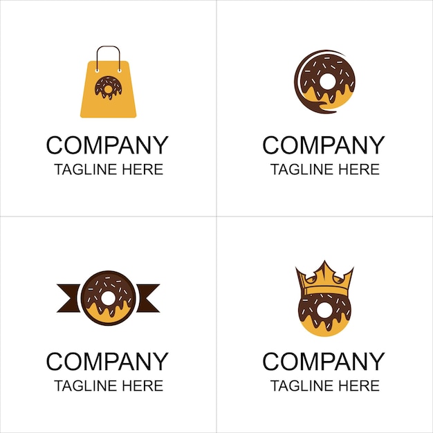 Schokoladendonut-Logo-Sammlung, kann für Digital und Druck verwendet werden
