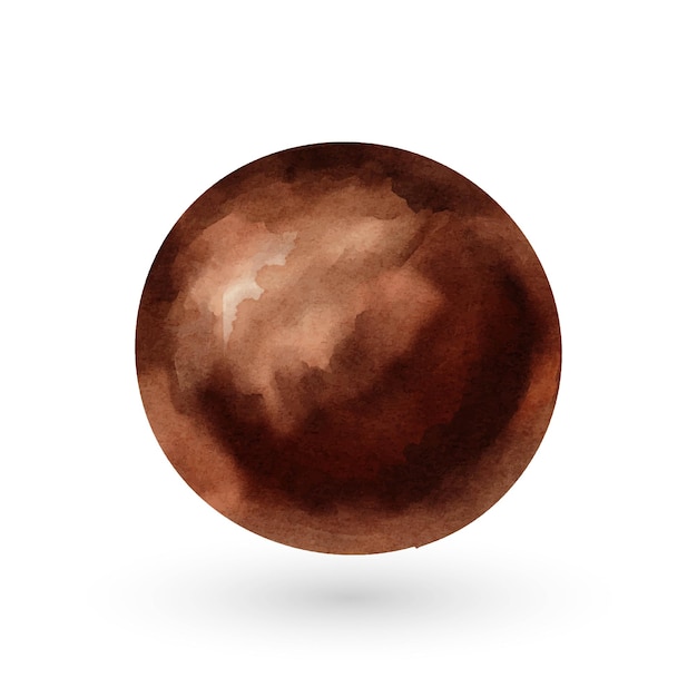 Schokoladengrundkugel-Aquarellvektor auf weißem Hintergrund