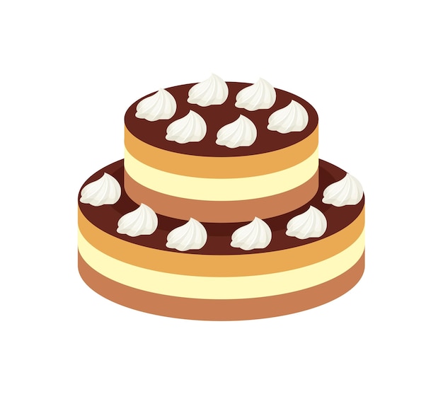 Vektor schokoladenkuchen mit schlagsahne-symbol