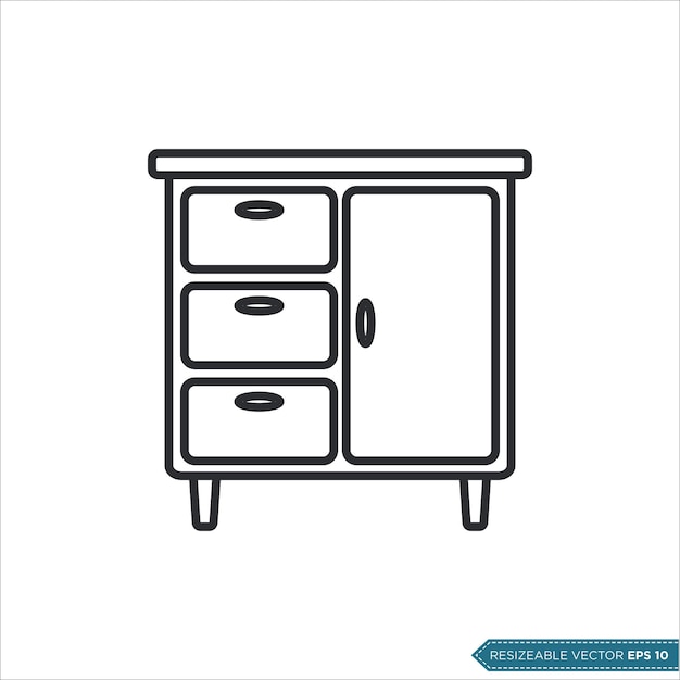 Schrank schubladen ikonen vektor vorlage illustration design