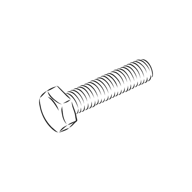 Schraubensymbol Vektor-Illustration einer Schraube Handgezeichnete Schraube