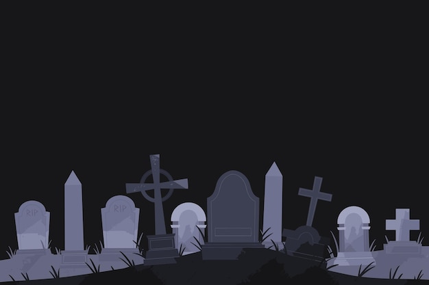 Vektor schreckliche halloween-friedhof-illustration hintergrund