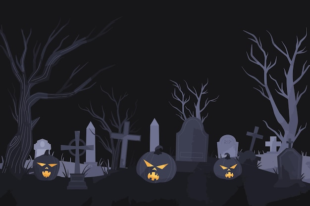 Schreckliche halloween-friedhof-illustration hintergrund