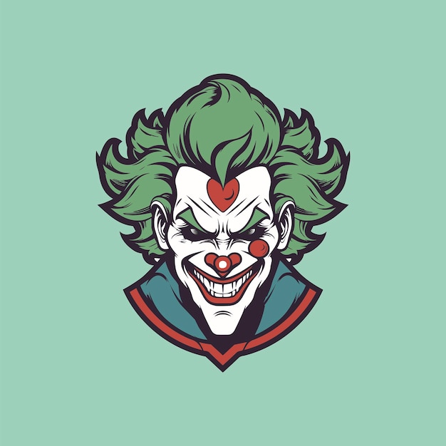 Vektor schreckliches clown-kopf-maskottchen-design