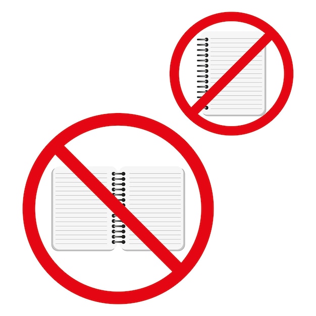 Schreiben nicht erlaubt Vektor-Notebook-Verbotssymbol Roter Kreis kein Notizen-Zeichen