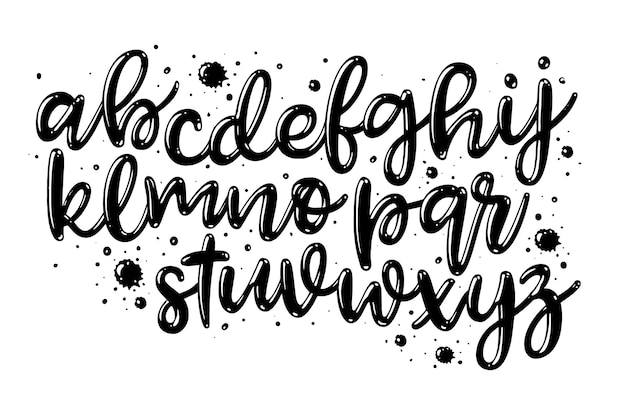 Schreibschrift Handbeschriftung und benutzerdefinierte Typografiekunst für Designs, Logokarten usw. Vektoralphabet