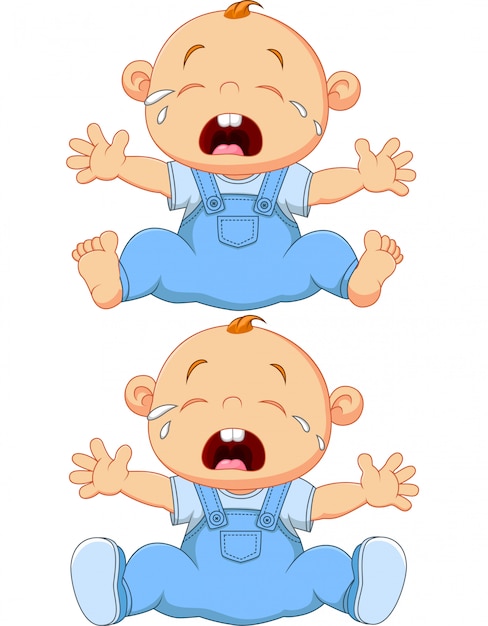 Vektor schreiende babyzwillinge der karikatur lokalisiert auf weißem hintergrund