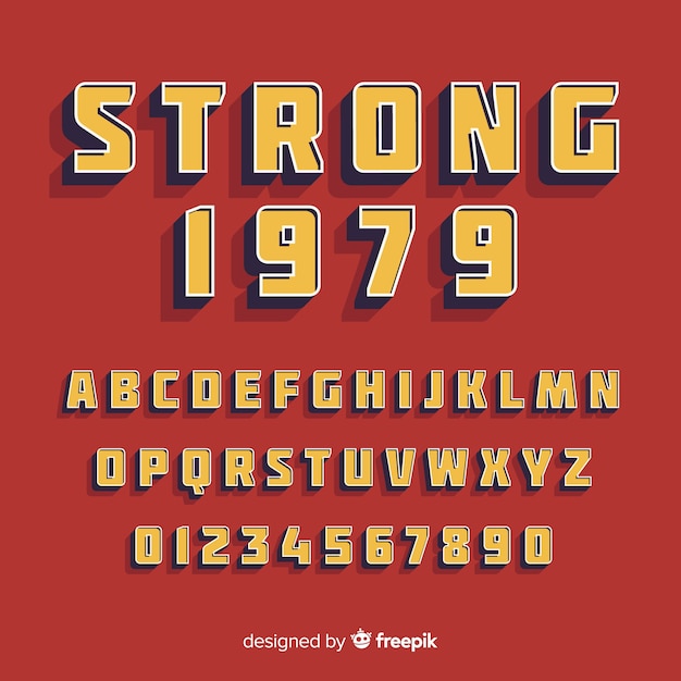 Schrift mit alphabet im retro-stil