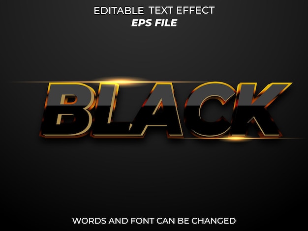 Schriftart mit schwarzem Texteffekt, bearbeitbare Typografie, 3D-Textvektorvorlage