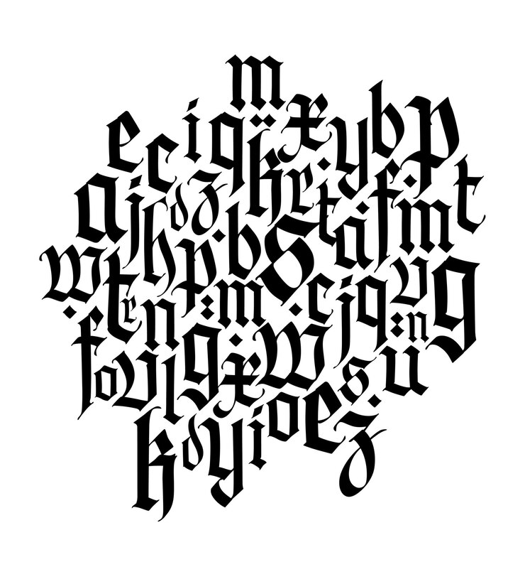 Schriftkomposition mittelalterliche gotische europäische moderne gotik