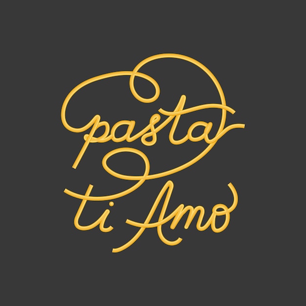 Schriftzeichen pasta ich liebe dich auf italienisch mit spaghetti auf
