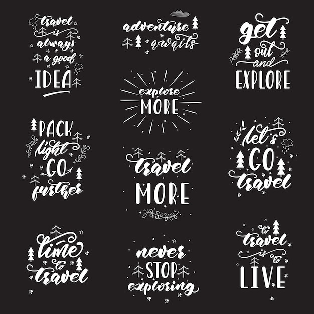 Schriftzug design mit reise phrasen