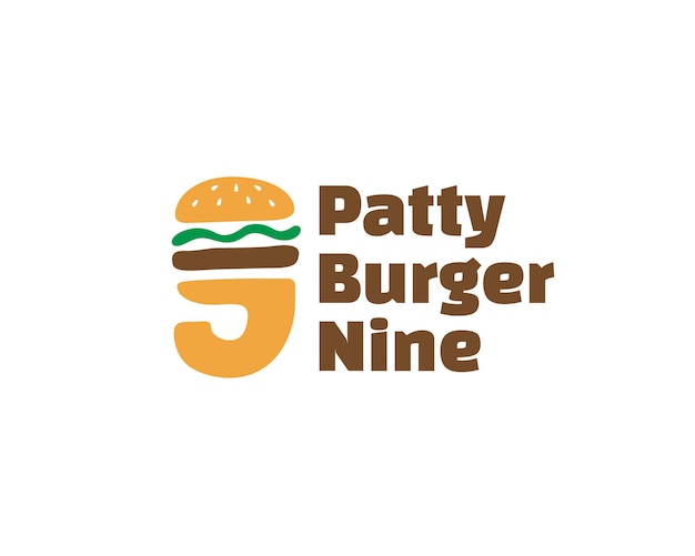 Schriftzug nummer 9 burger-logo-konzept. vektor-illustration