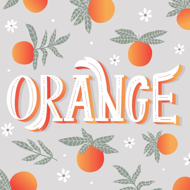 Schriftzug von orange mit orangenfruchtornament