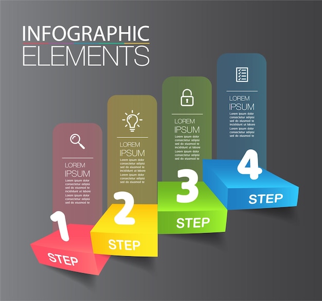 Schritt für schritt des erfolgreichen geschäftskonzepts treppe infografik vektor