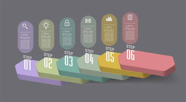 Schritt für schritt des erfolgreichen geschäftskonzepts treppe infografik vektor