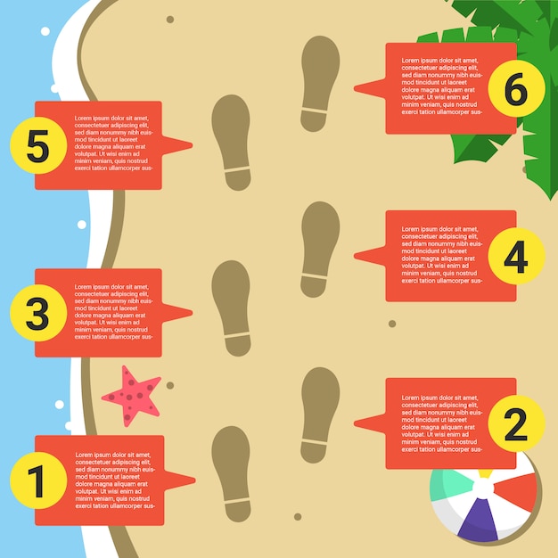 Schritt für schritt infographik mit sommer-strand-thema